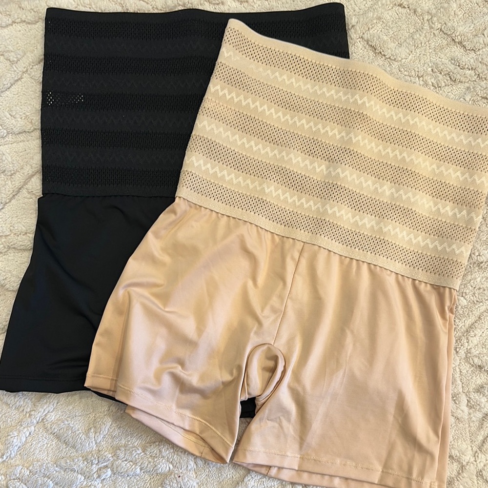 High-Waisted Shapewear Shorts - Black and Tan